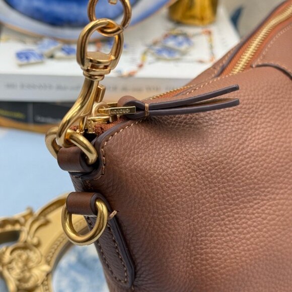 🆕 OROTON 🧿 NWOT Lily Zip Top Leather Crossbody, Brown *MISSING TOP STRAP* - Picture 5 of 15